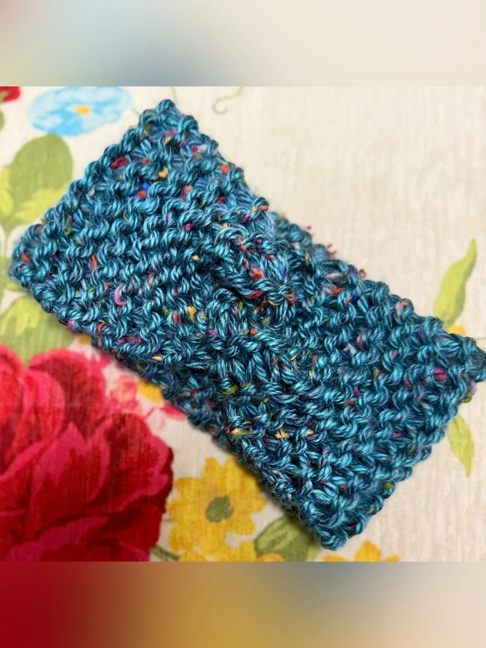Handmade Hand Crafted Knit Twist Headband adult/teen teal